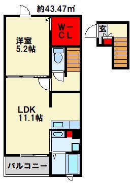 ラブリー(1LDK/2階)の間取り写真