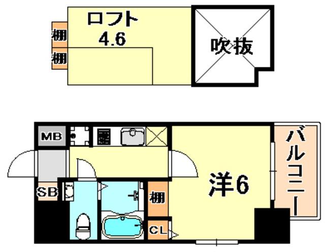 エステムコート神戸県庁前IVグランディオ(1K/5階)の間取り写真
