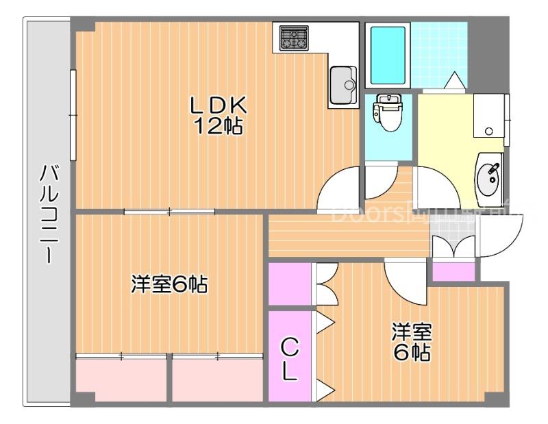 翔阿園マンション(2LDK/5階)の間取り写真