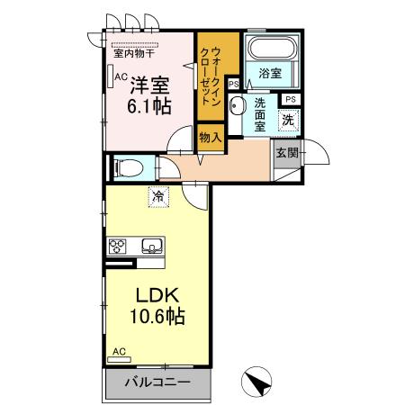 サンハートピア(1LDK/3階)の間取り写真
