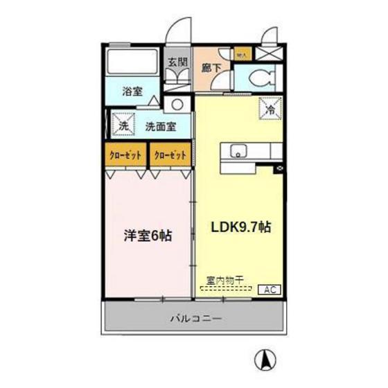 チューリップフィールド(1LDK/3階)の間取り写真