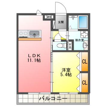 グランフィーネ西宮市I(1LDK/2階)の間取り写真