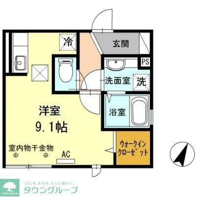 A-ROOM(ワンルーム/2階)の間取り写真