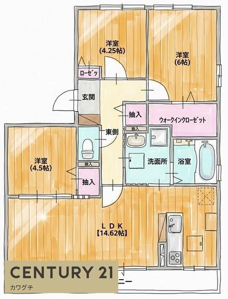 クリスタルコート(3LDK/3階)の間取り写真