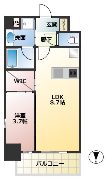 ORSUS大阪福島(1LDK/5階)の間取り写真