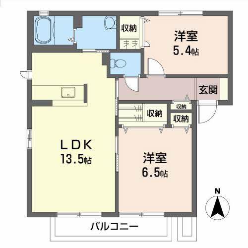 ベルメゾンB(2LDK/1階)の間取り写真