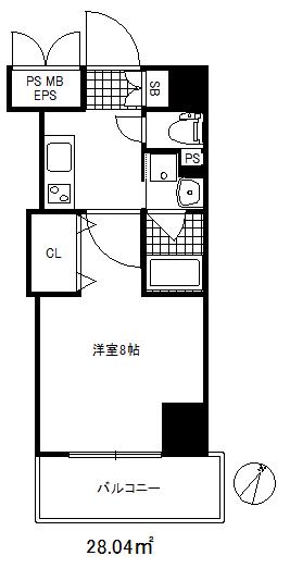 アルファレガロ神戸元町(1K/9階)の間取り写真