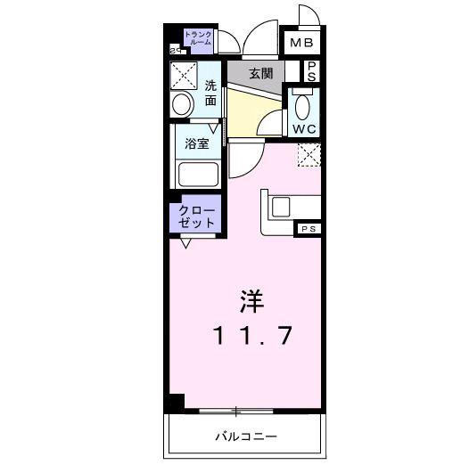デュークA(ワンルーム/2階)の間取り写真