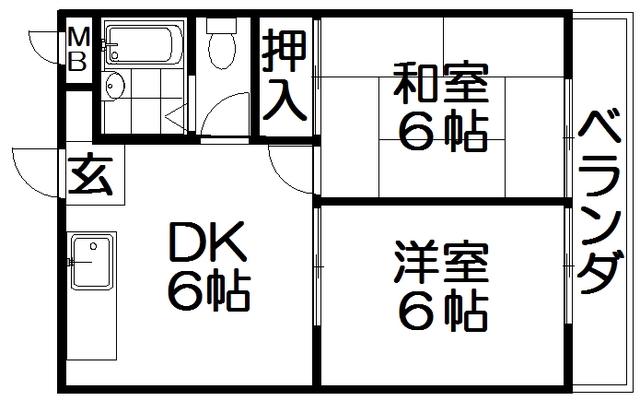 ミハマハイツ(2DK/2階)の間取り写真