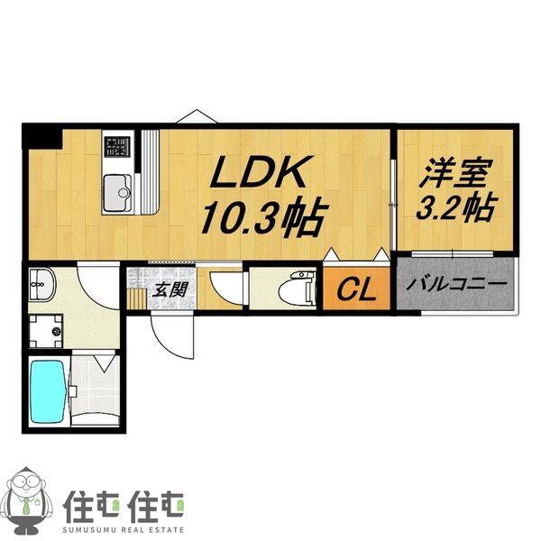 LE COCON 豊田市II(1LDK/2階)の間取り写真