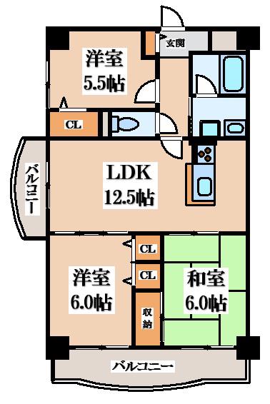 ラフィーネ(3LDK/5階)の間取り写真
