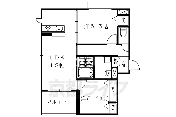 シェソワ(2LDK/2階)の間取り写真