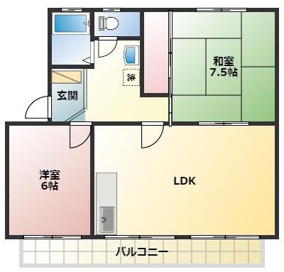 中根マンションF(2LDK/3階)の間取り写真