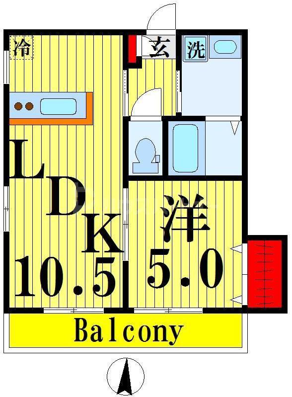 グランソメ(1LDK/2階)の間取り写真