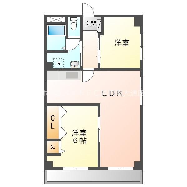 ライフ21SUWA(2LDK/3階)の間取り写真