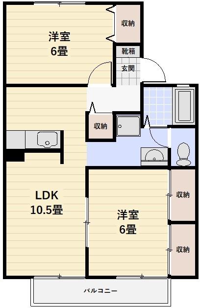 セジュール大島(2LDK/2階)の間取り写真