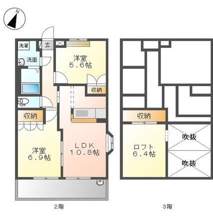 アイディール・ネオ(2LDK/2階)の間取り写真