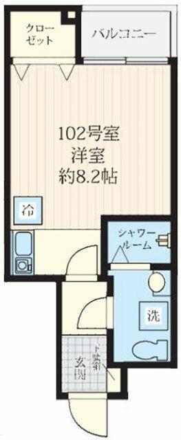 フォセット新大橋(ワンルーム/1階)の間取り写真