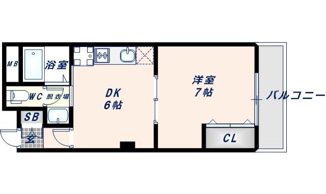 パレスコート(1DK/2階)の間取り写真