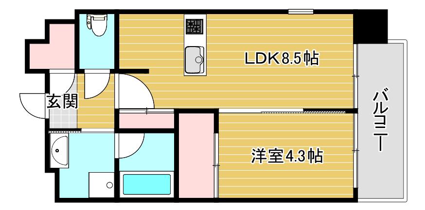 グランデ元町(1LDK/8階)の間取り写真