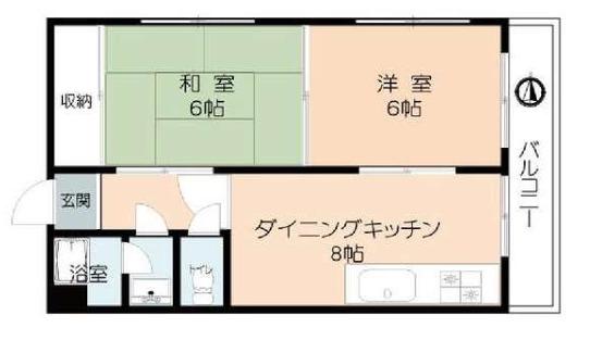 福家ハイツ(2DK/4階)の間取り写真