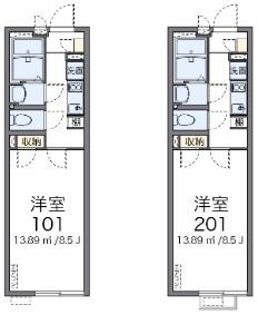 クレイノあかつき(1K/2階)の間取り写真