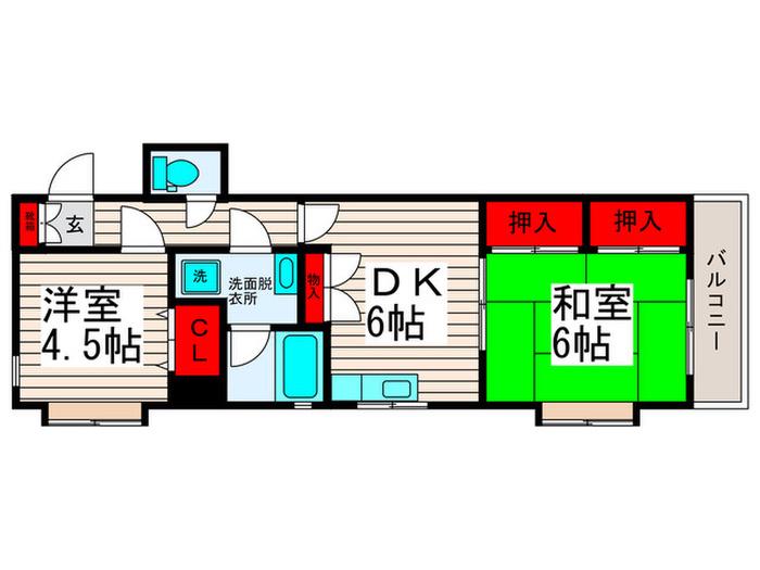 パークヒル西新井(2DK/1階)の間取り写真
