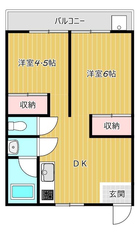 名谷マンション(2DK/2階)の間取り写真