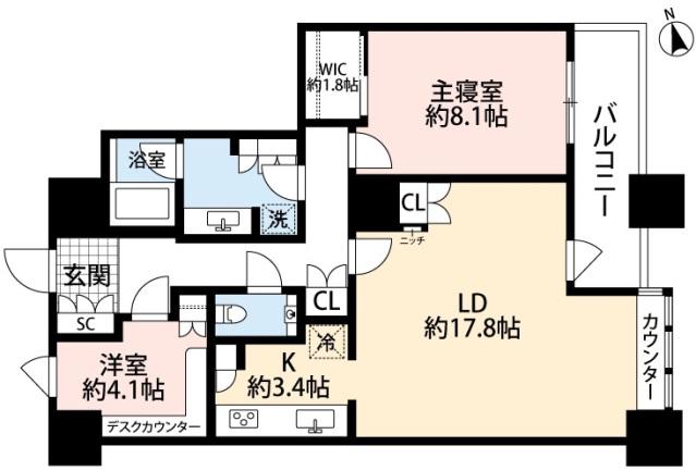 芝浦アイランド グローヴタワー(2LDK/31階)の間取り写真
