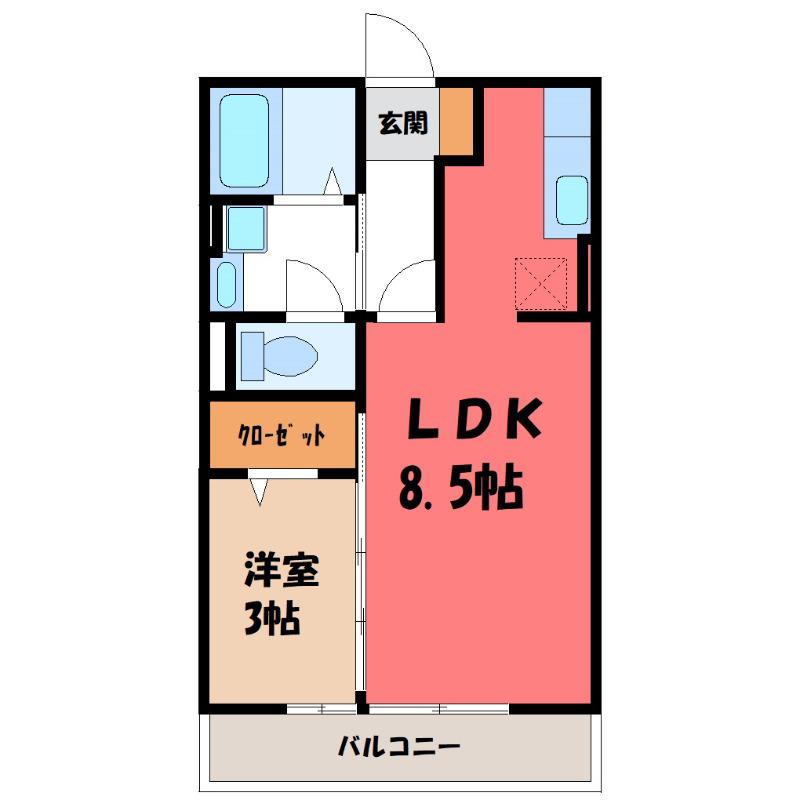 ライデンハイツII(1LDK/2階)の間取り写真