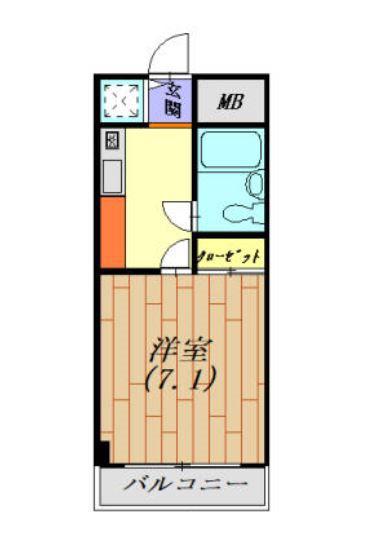 前橋ユーアイビル(1K/5階)の間取り写真