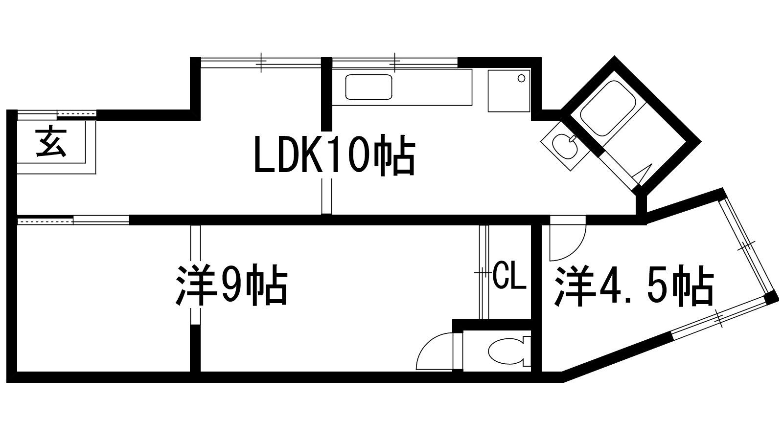 花屋敷ハイツ(2LDK/1階)の間取り写真