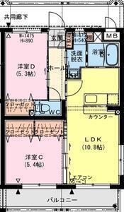 ゆとり225(2LDK/3階)の間取り写真