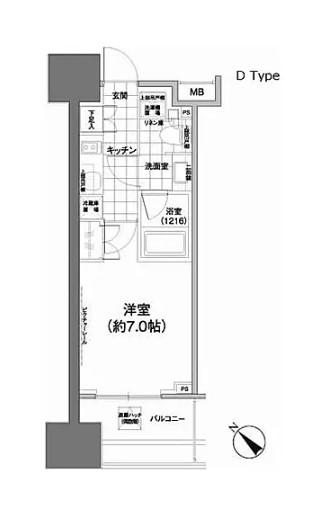 パークハビオ武蔵小山(1K/5階)の間取り写真