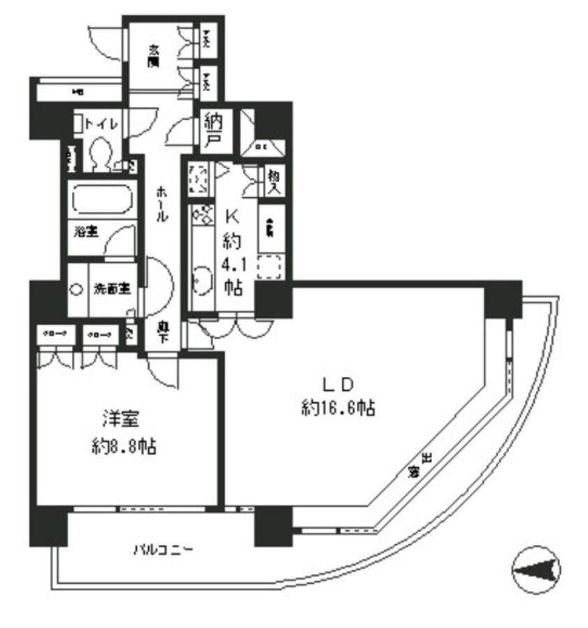 RIVER POINT TOWER(1SLDK/14階)の間取り写真