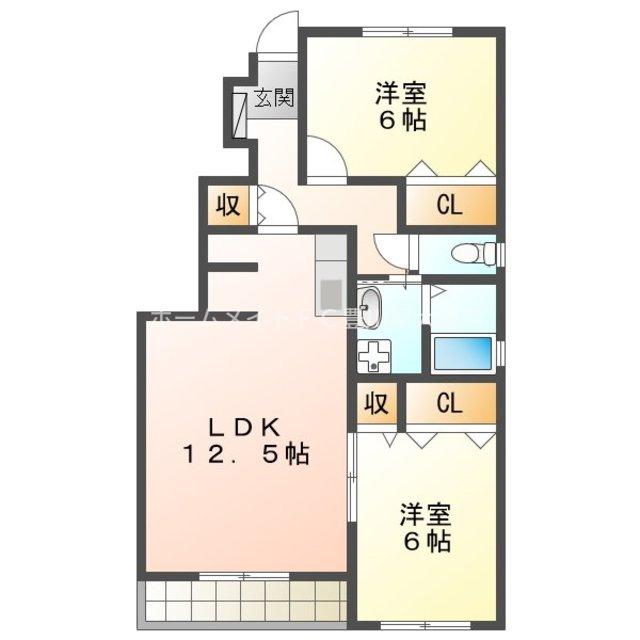 ラ・ポルトK(2LDK/1階)の間取り写真