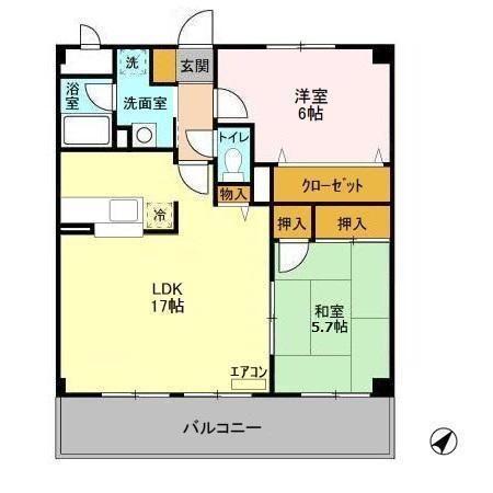 ヌーベルバーグ北柏(2LDK/3階)の間取り写真