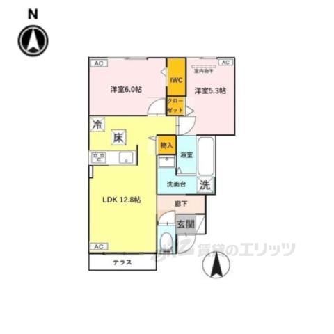 当麻寺MKコート5(2LDK/1階)の間取り写真