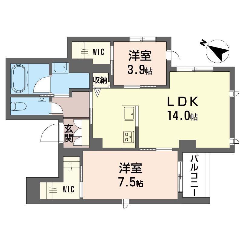 KSレジデンス参宮橋(2LDK/2階)の間取り写真