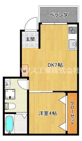 セントラルTAMADE88(1DK/1階)の間取り写真