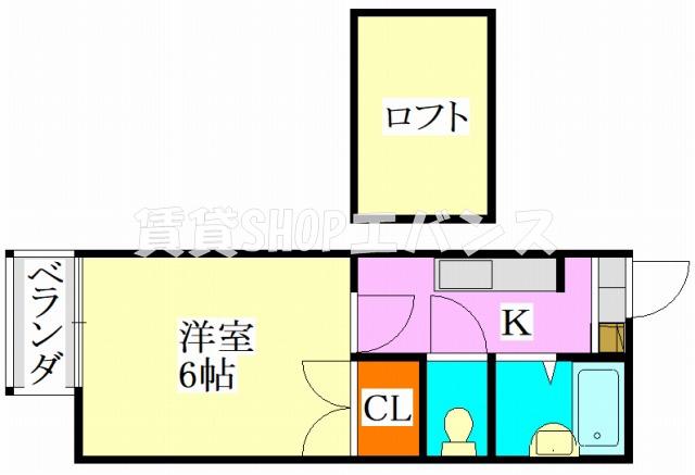 カサフローラ津田沼(1K/1階)の間取り写真