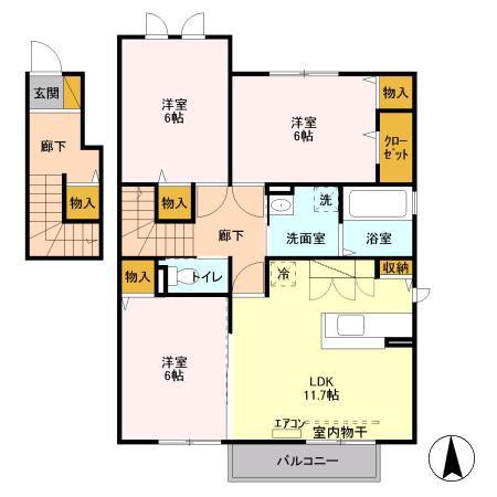 アリービオひがの(3LDK/2階)の間取り写真