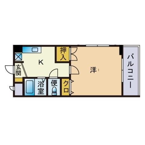 アールズテラス荒江(1K/6階)の間取り写真