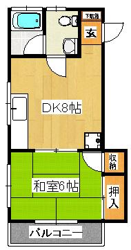 滝沢ハイツ(1DK/2階)の間取り写真
