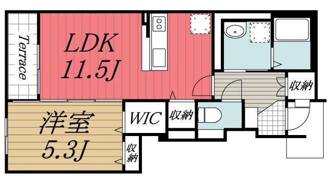グランデ ヴィラージュ(1LDK/1階)の間取り写真