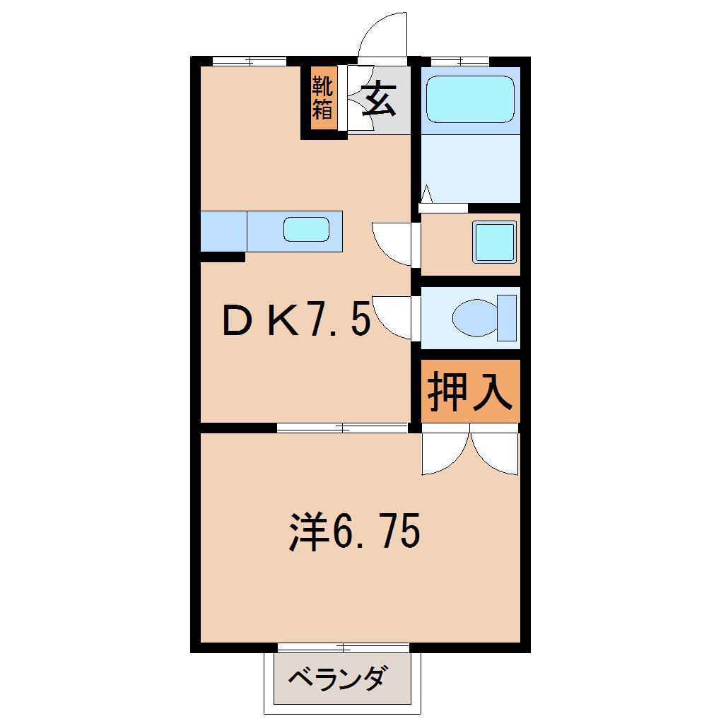 エンゼルハイツC(1DK/1階)の間取り写真