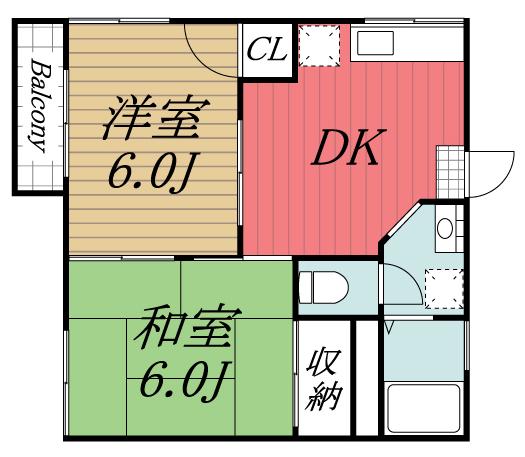 サンハイツ志津(2DK/2階)の間取り写真