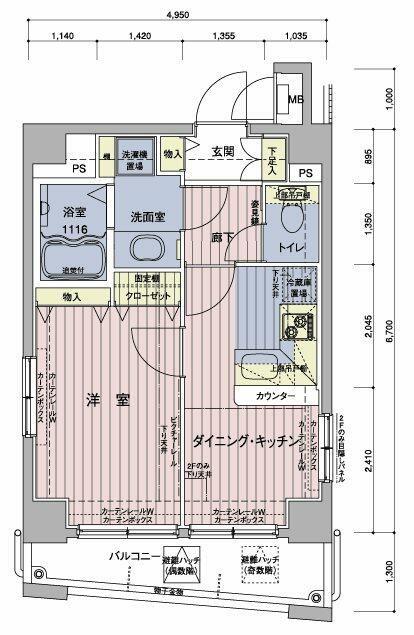 メインステージ浅草(1DK/2階)の間取り写真