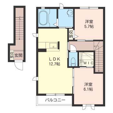 エールストヴィラG(2LDK/2階)の間取り写真