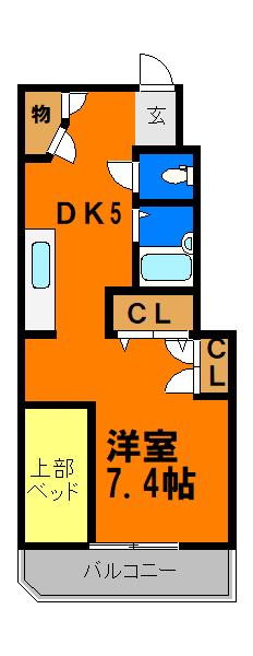 エスカイヤ本千葉第1(1DK/3階)の間取り写真